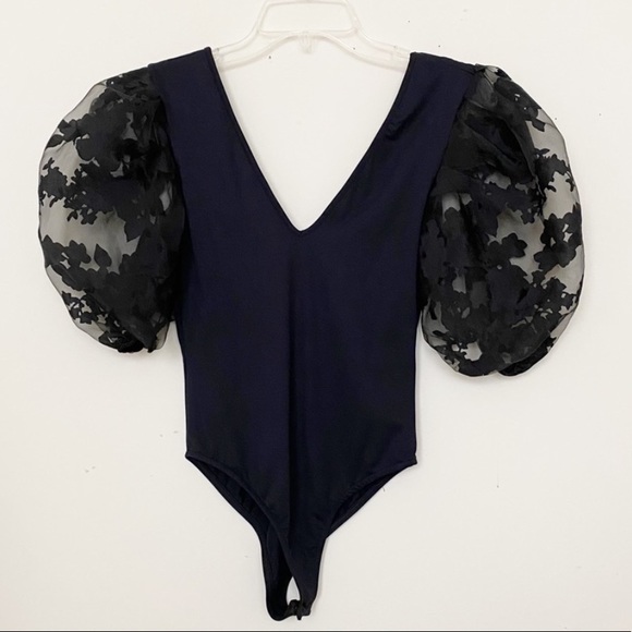 Zara embroidery sheer balloon sleeves bodysuit - Picture 7 of 9